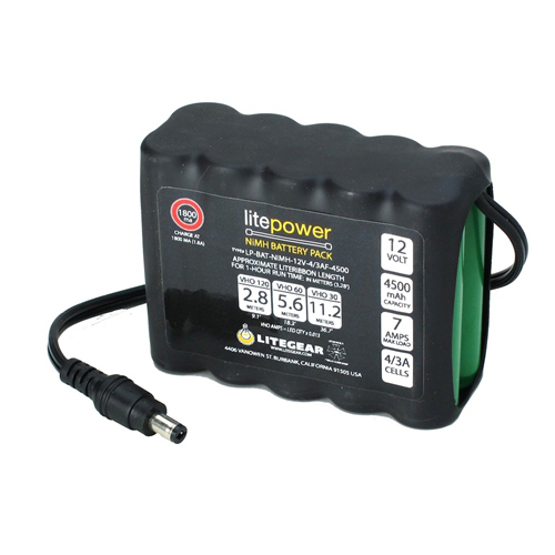 NiMH Rechargeable Battery Pack, 4.5 Ah, 12V - LITEGEAR INC.